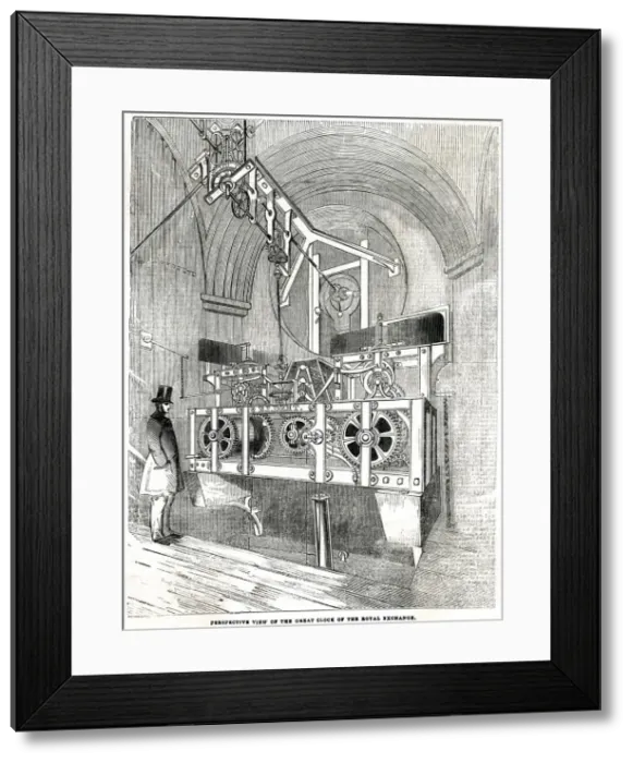 Framed Print : Royal Exchange, clock 1844 Framed Print : Royal Exchange, clock 1844