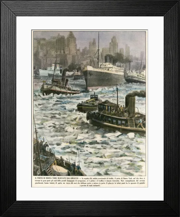 Framed Print : New York harbour, ice over 1940 Framed Print : New York harbour, ice over 1940