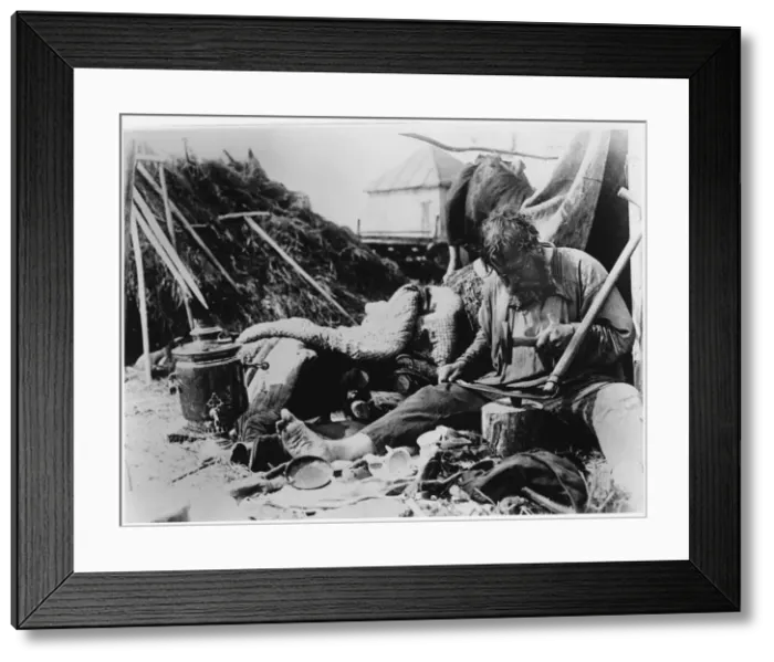 Framed Print : SHARPENING SCYTHE Framed Print : SHARPENING SCYTHE