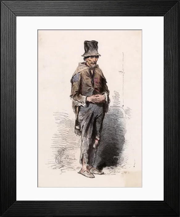 Framed Print : Poor French beggar 1850 Framed Print : Poor French beggar 1850