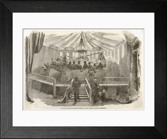 Framed Print : DINING INSIDE IGUANODON 1854 Framed Print : DINING INSIDE IGUANODON 1854