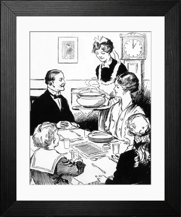 Framed Print : MAID BRINGS IN DINNER Framed Print : MAID BRINGS IN DINNER