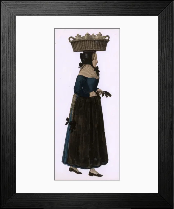 Framed Print : GIRL WITH POTS C1850 Framed Print : GIRL WITH POTS C1850