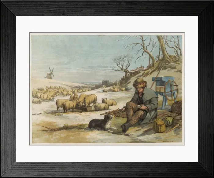 Framed Print : SHEPHERD & DOG IN WINTER SHEPHERD & DOG IN WINTER Framed Print : SHEPHERD & DOG IN WINTER SHEPHERD & DOG IN WINTER