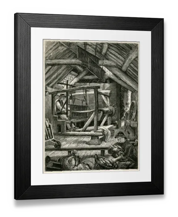 Framed Print : WEAVING WOOL, WALES