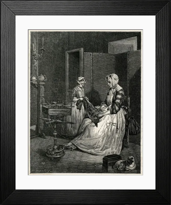 Framed Print : WINDING WOOL, C18 FRANCE Framed Print : WINDING WOOL, C18 FRANCE