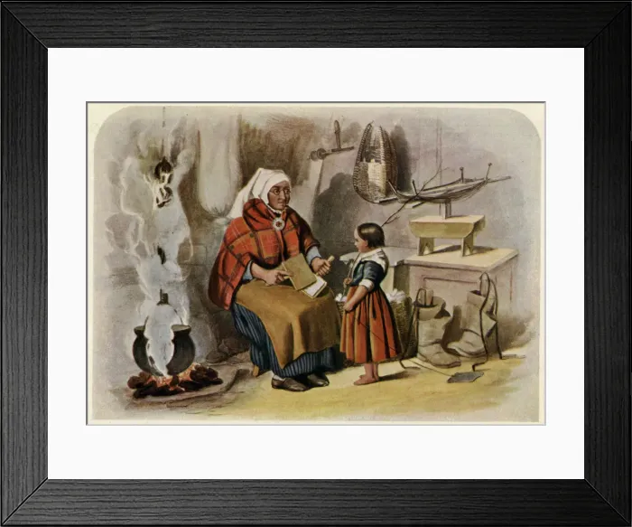 Framed Print : CARDING WOOL, SCOTLAND Framed Print : CARDING WOOL, SCOTLAND