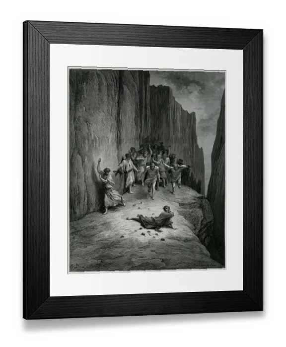 Framed Print : STONING A YOUTH / DANTE Framed Print : STONING A YOUTH / DANTE