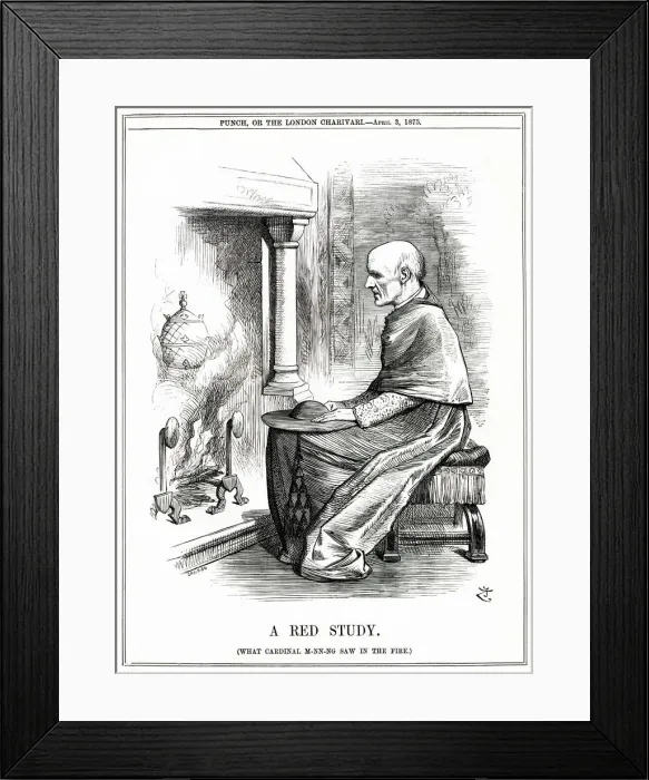 Framed Print : Cartoon, A Red Study (Cardinal Manning)