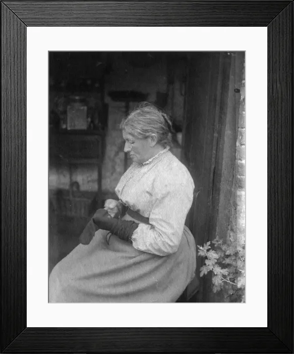 Framed Print : WOMAN DARNING STOCKINGS Framed Print : WOMAN DARNING STOCKINGS