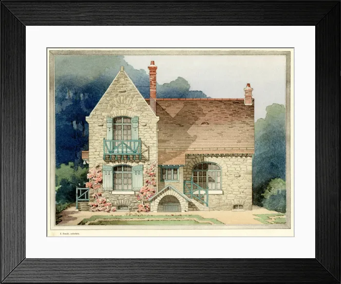 Framed Print : FRENCH STONE VILLA Framed Print : FRENCH STONE VILLA