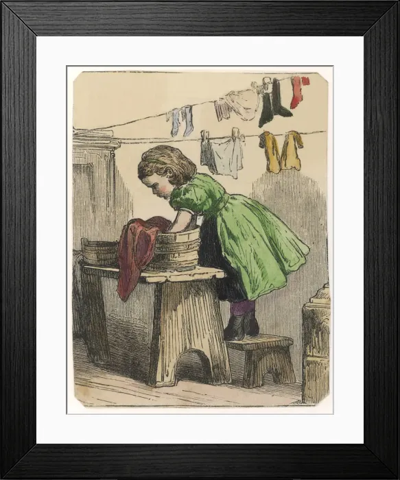 Framed Print : SMALL GIRL HAND WASHING Framed Print : SMALL GIRL HAND WASHING