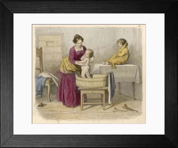 Framed Print : BATHING CHILD 1852 Framed Print : BATHING CHILD 1852