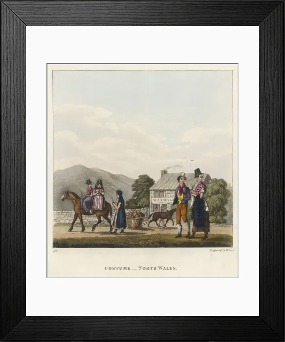 Framed Print : Country Scene with Traditional North Wales Clothes Framed Print : Country Scene with Traditional North Wales Clothes