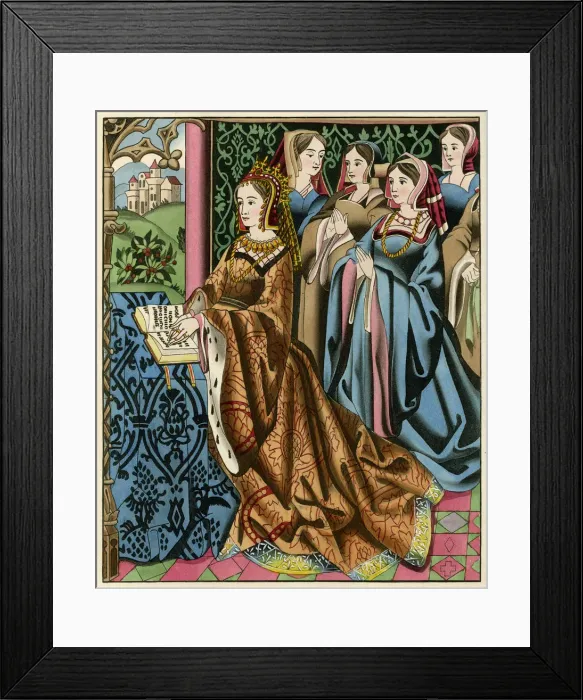 Framed Print : QUEEN AND COURT LADIES Framed Print : QUEEN AND COURT LADIES