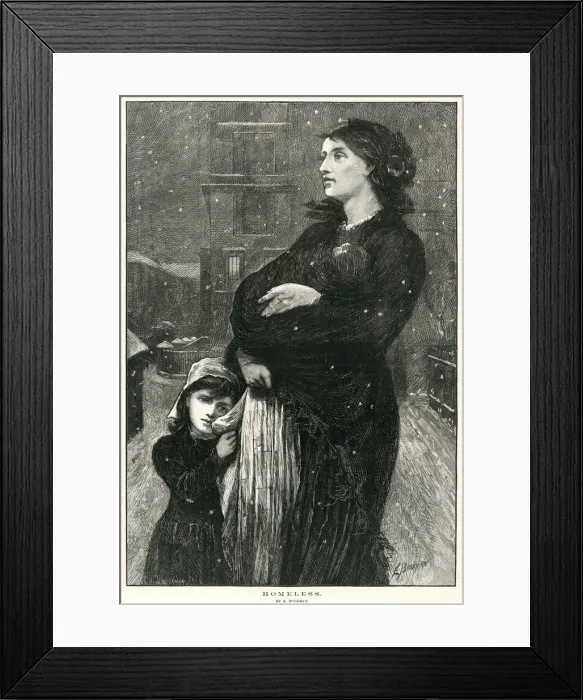 Framed Print : Homeless mother and child 1876 Framed Print : Homeless mother and child 1876