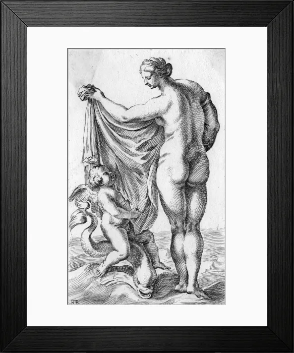 Framed Print : APHRODITE. As the Woman of the Sea she is depicted with her emblem, a Dolphin Framed Print : APHRODITE. As the Woman of the Sea she is depicted with her emblem, a Dolphin