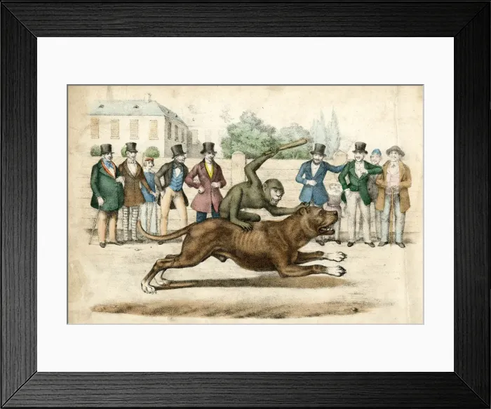 Framed Print : MONKEY RIDES A DOG / 1845 Framed Print : MONKEY RIDES A DOG / 1845
