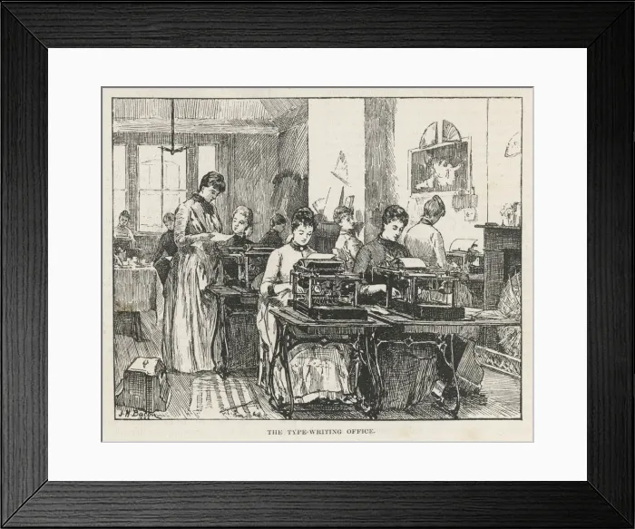 Framed Print : TYPING POOL, 1889 Framed Print : TYPING POOL, 1889