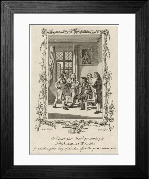 Framed Print : Christopher Wren with King Charles II Framed Print : Christopher Wren with King Charles II