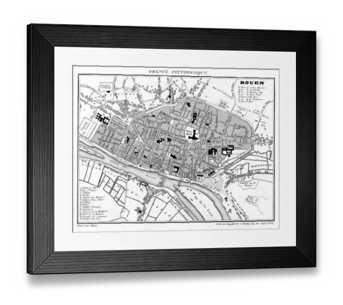 Framed Print : FRANCE / ROUEN PLAN Framed Print : FRANCE / ROUEN PLAN