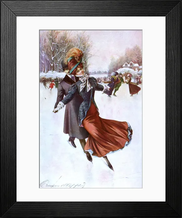 Framed Print : DEBONAIR SKATING COUPLE Framed Print : DEBONAIR SKATING COUPLE