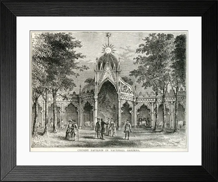 Framed Print : Chinese Pavilion in Vauxhall Gardens 1849 Framed Print : Chinese Pavilion in Vauxhall Gardens 1849