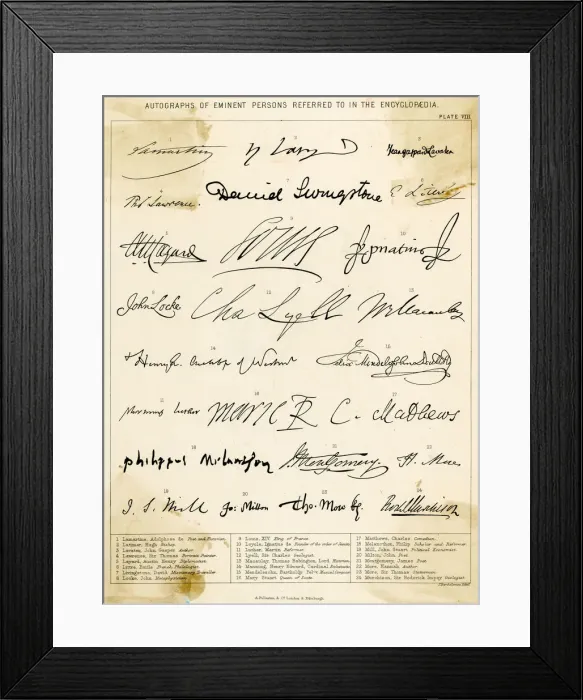 Framed Print : VARIOUS AUTOGRAPHS L-M Framed Print : VARIOUS AUTOGRAPHS L-M