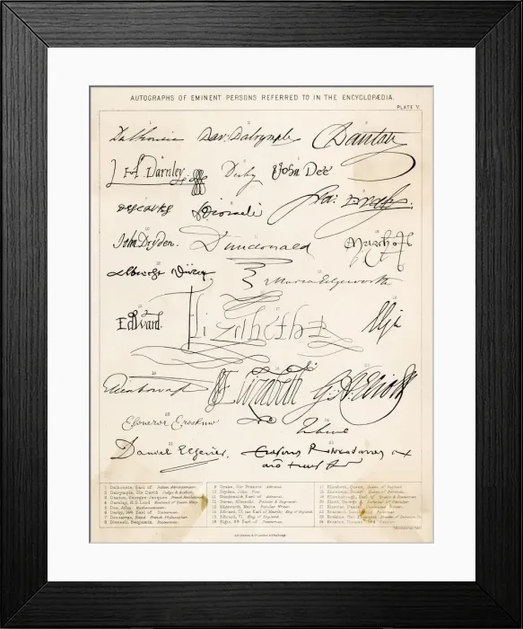 Framed Print : VARIOUS AUTOGRAPHS D-E Framed Print : VARIOUS AUTOGRAPHS D-E