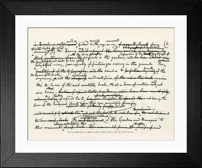 Framed Print : WALTER SCOTTS WRITING Framed Print : WALTER SCOTTS WRITING