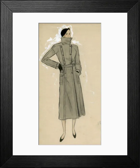Framed Print : Woman wearing a grey coat 1930s Framed Print : Woman wearing a grey coat 1930s