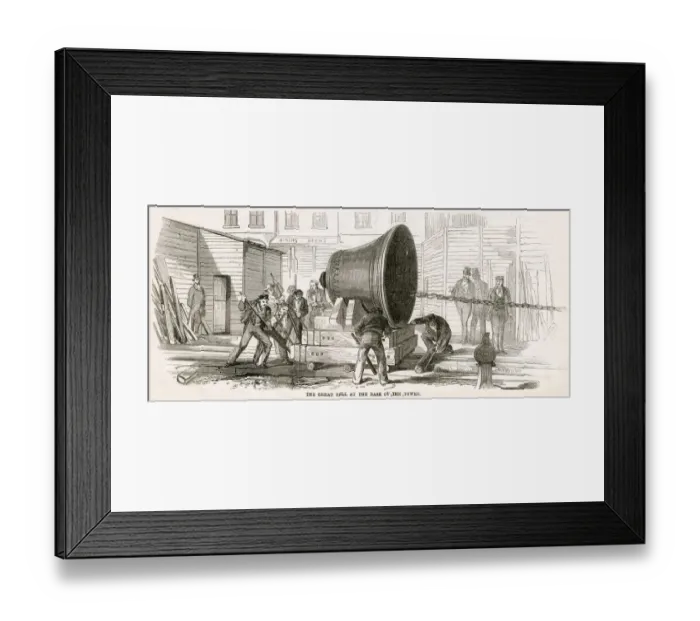 Framed Print : The Great bell at the base of the tower 1858 Framed Print : The Great bell at the base of the tower 1858