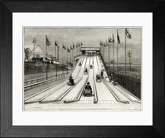 Framed Print : Tobogganing at the Liverpool Exhibition 1886 Framed Print : Tobogganing at the Liverpool Exhibition 1886