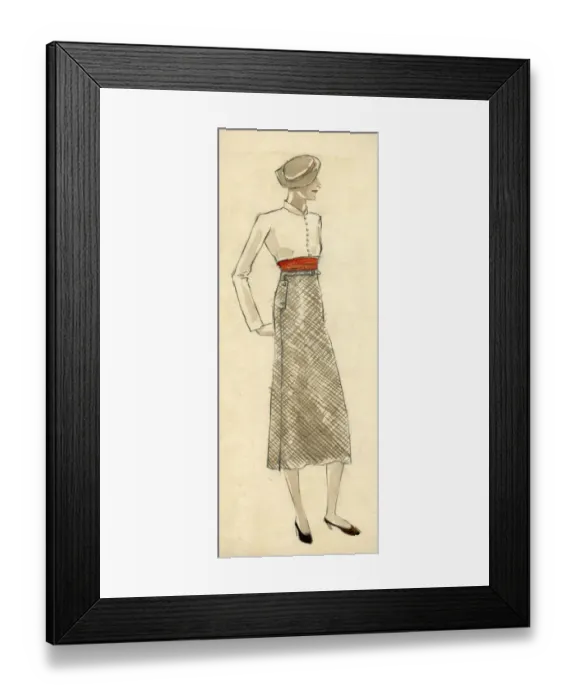Framed Print : Woman wearing high waist skirt 1930 Framed Print : Woman wearing high waist skirt 1930