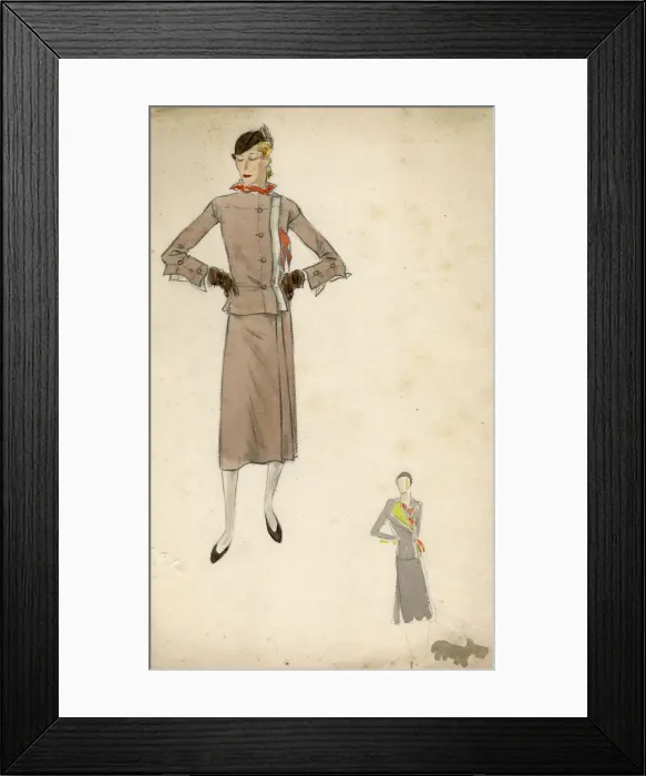Framed Print : Woman wearing beige suit 1930s Framed Print : Woman wearing beige suit 1930s