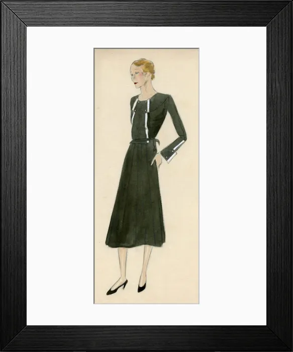 Framed Print : Woman wearing black dress 1930s Framed Print : Woman wearing black dress 1930s