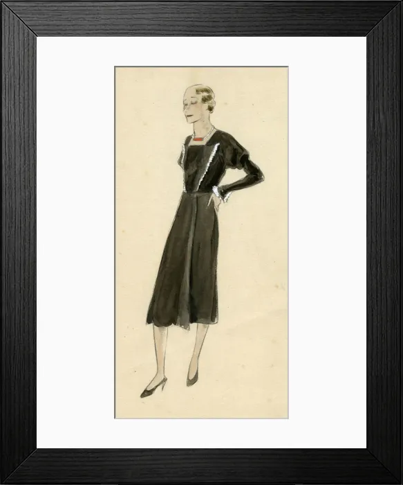 Framed Print : Woman in black dress 1930s Framed Print : Woman in black dress 1930s