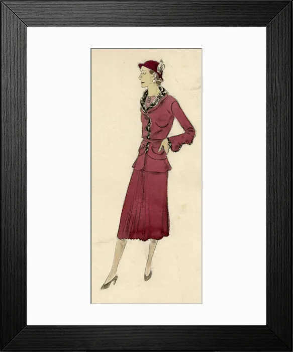 Framed Print : Womens raspberry suit 1930s Framed Print : Womens raspberry suit 1930s