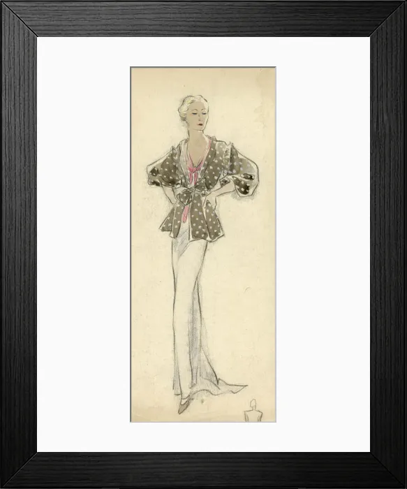 Framed Print : Woman wearing spotted blouse 1930s Framed Print : Woman wearing spotted blouse 1930s
