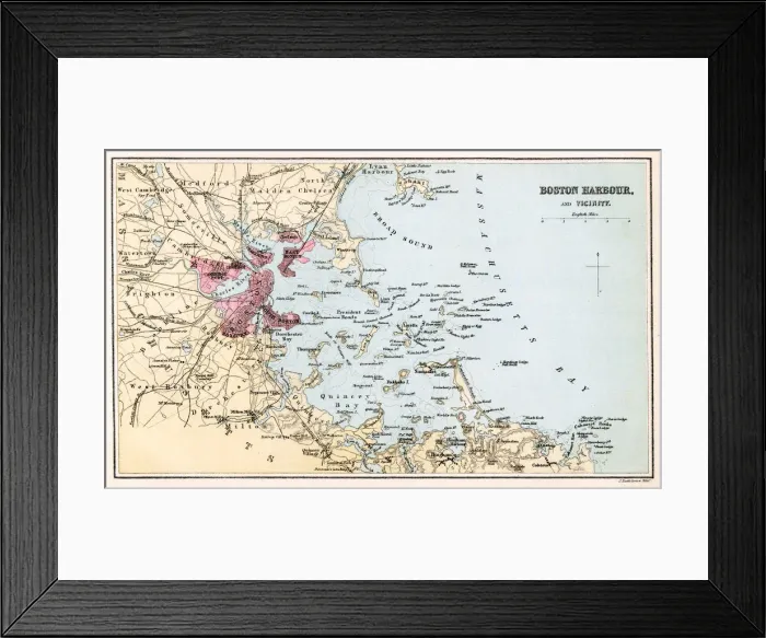 Framed Print : MAP / USA / BOSTON HARBOUR Framed Print : MAP / USA / BOSTON HARBOUR