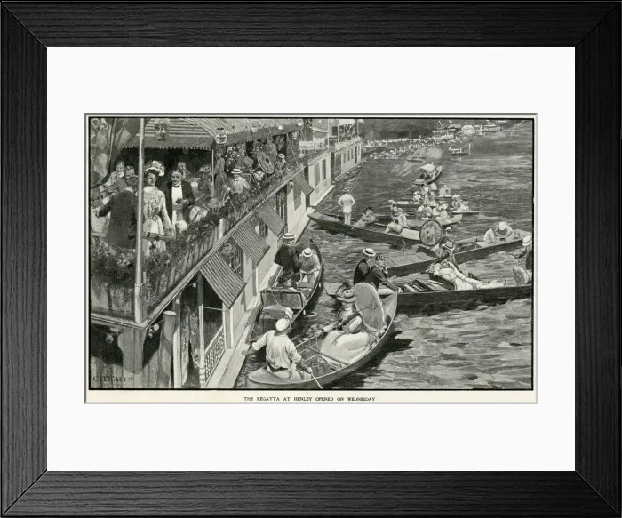 Framed Print : Houseboats at Henley 1901 Framed Print : Houseboats at Henley 1901