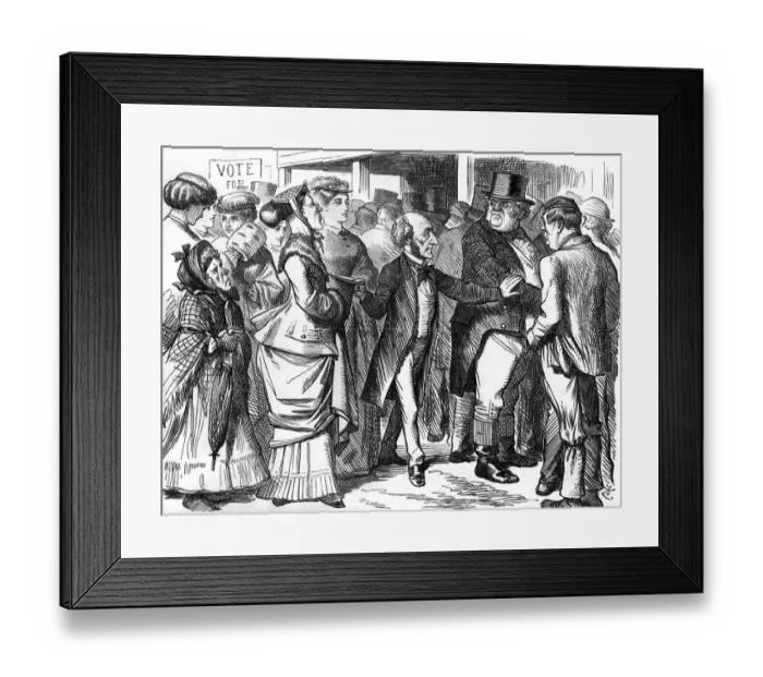 Framed Print : Cartoon, Mills Logic; or, Franchise for Females Framed Print : Cartoon, Mills Logic; or, Franchise for Females