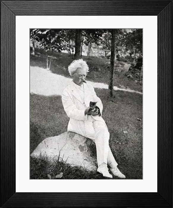 Framed Print : Mark Twain - Holding Cat Framed Print : Mark Twain - Holding Cat