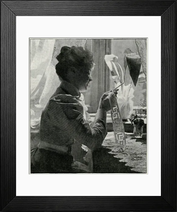 Framed Print : Woman crocheting 1906 Framed Print : Woman crocheting 1906