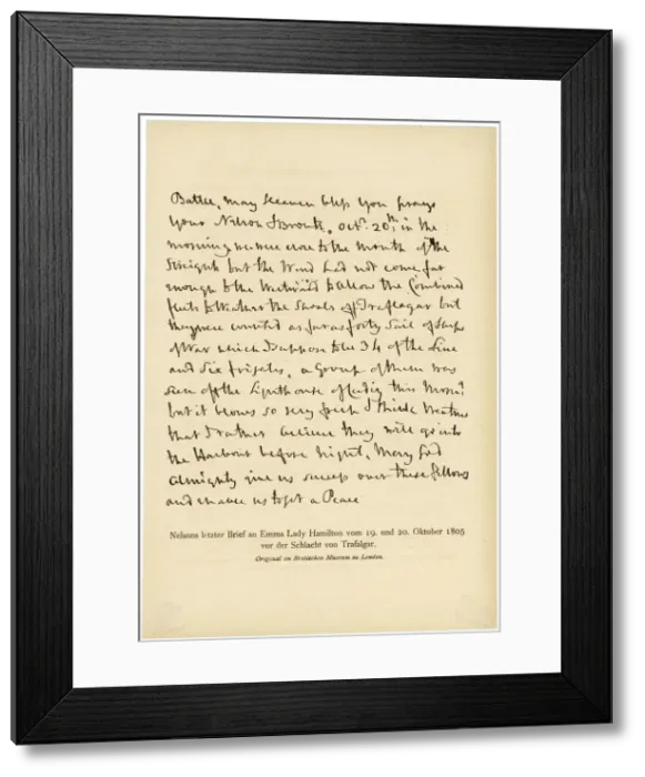 Framed Print : LORD NELSON / LETTER EMMA Framed Print : LORD NELSON / LETTER EMMA