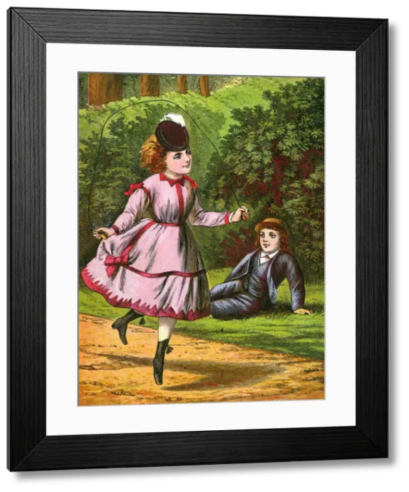 Framed Print : VICTORIAN GIRL SKIPPING Framed Print : VICTORIAN GIRL SKIPPING