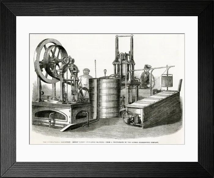 Framed Print : Ice making machine 1862