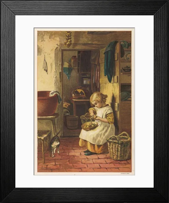 Framed Print : SMALL GIRL COOKS 1878 Framed Print : SMALL GIRL COOKS 1878