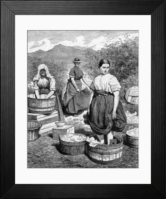 Framed Print : WASHING IN SCOTLAND Framed Print : WASHING IN SCOTLAND