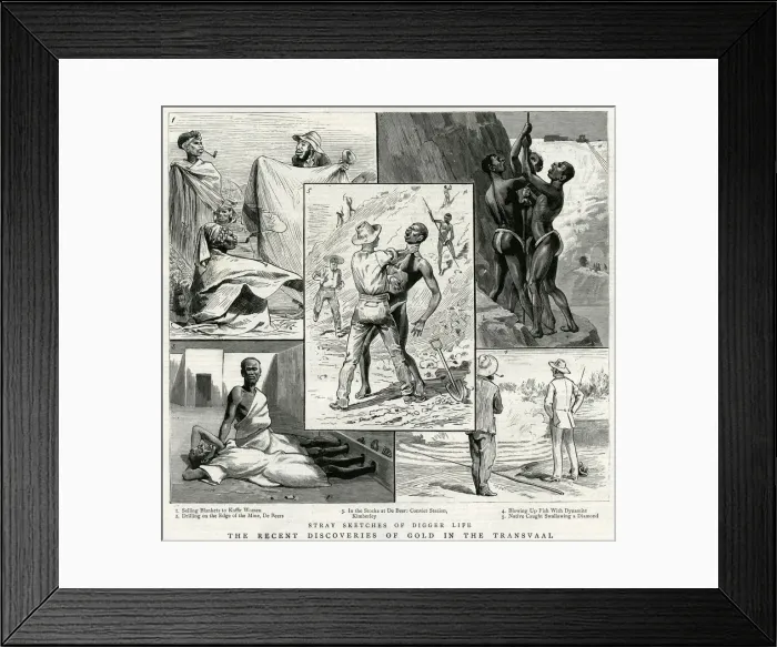 Framed Print : Diamond mines workers 1887 Framed Print : Diamond mines workers 1887